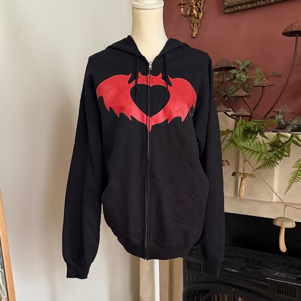 Black Pete Wentz fall out boy Clandestine style Hoodie with Red Bat Logo